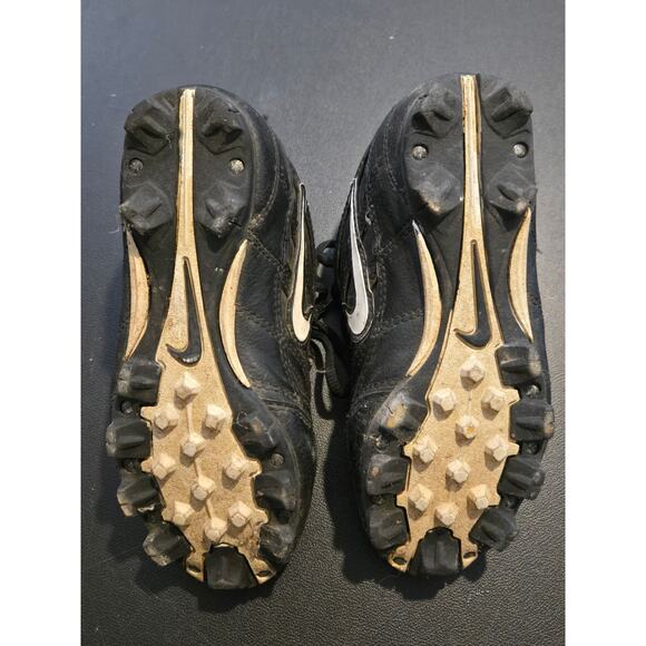 Nike Baseball Cleats Youth 1Y Black Lace Cover Molded Studs Used Vintage 90s - Picture 4 of 6